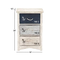 White Wood Coastal Chest, 30" x 19" x 12"