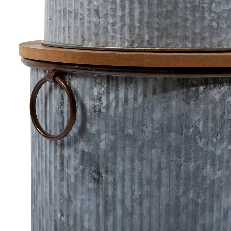 Set of 3 Brown Metal Farmhouse Storage Bench, 23", 48"