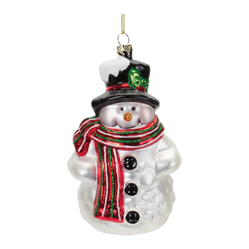 6ct. 5" Glittered Glass Snowman Ornaments