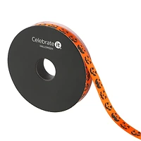 3/8" x 4yd. Orange Laughing Jack-o'-Lanterns Ribbon by Celebrate It® Halloween