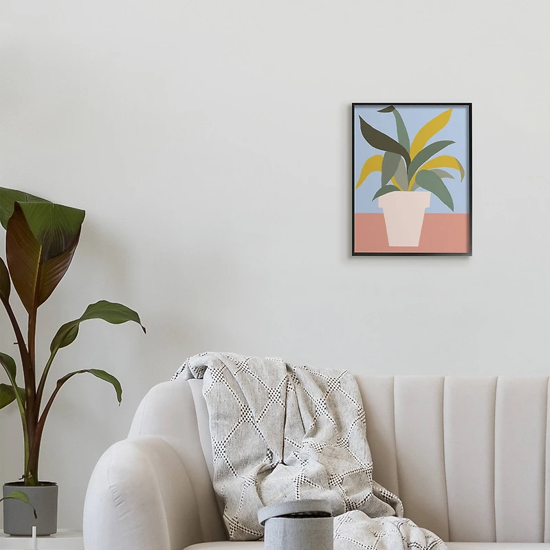 Stupell Industries Indoor Potted Plant Soft Green Blue Red in Frame Wall Art