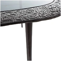 30" Black Aluminum Abstract Oval Shaped Coffee Table with Glass Top