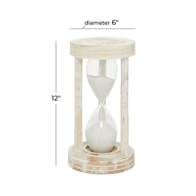 12" White Mango Wood Hourglass Timer