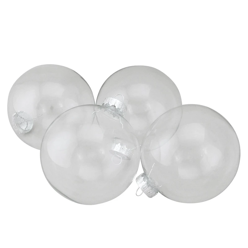 4ct. 4" Clear Glass Ball Ornaments