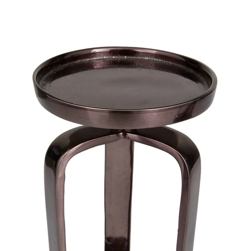 CosmoLiving by Cosmopolitan Set of 2 Black Aluminum Modern Candle Holder, 14" x 10"