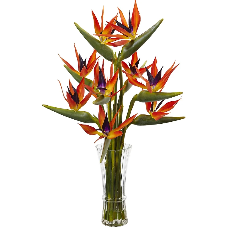 2.5ft. Bird of Paradise Flowers in Glass Cylinder Vase