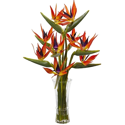 2.5ft. Bird of Paradise Flowers in Glass Cylinder Vase