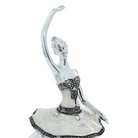 Set of 3 Silver Polystone Modern Dancer Sculpture, 18", 18", 16"