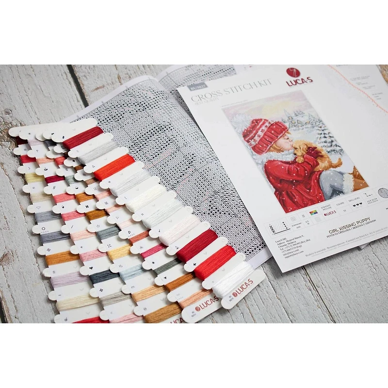 Luca-S Girl Kissing Puppy Counted Cross Stitch Kit