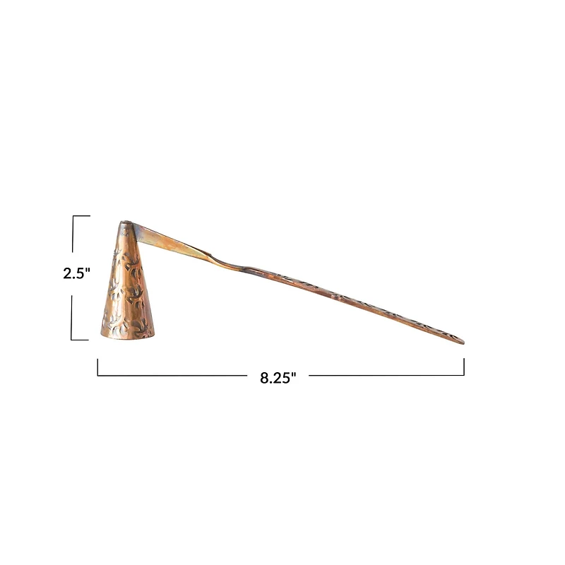 Hello Honey® 8.25" Gold Debossed Burnt Finish Copper Candle Snuffer