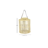 Light Brown Rattan Coastal Candle Holder Lantern, 18" x 14" x 14"