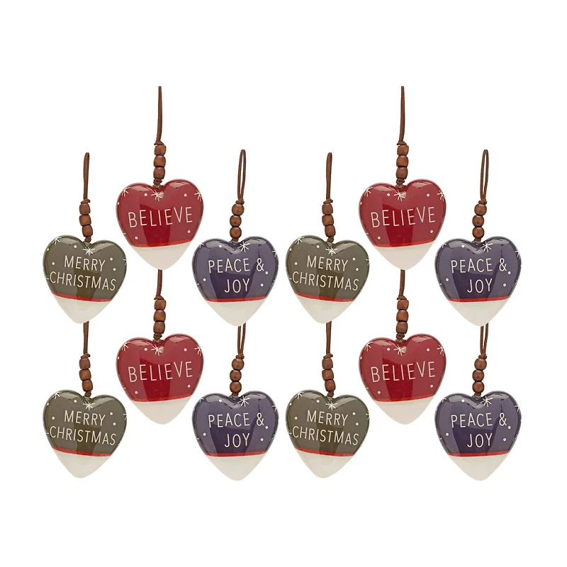 12 Pack 4.75" Heart Plastic Ornaments