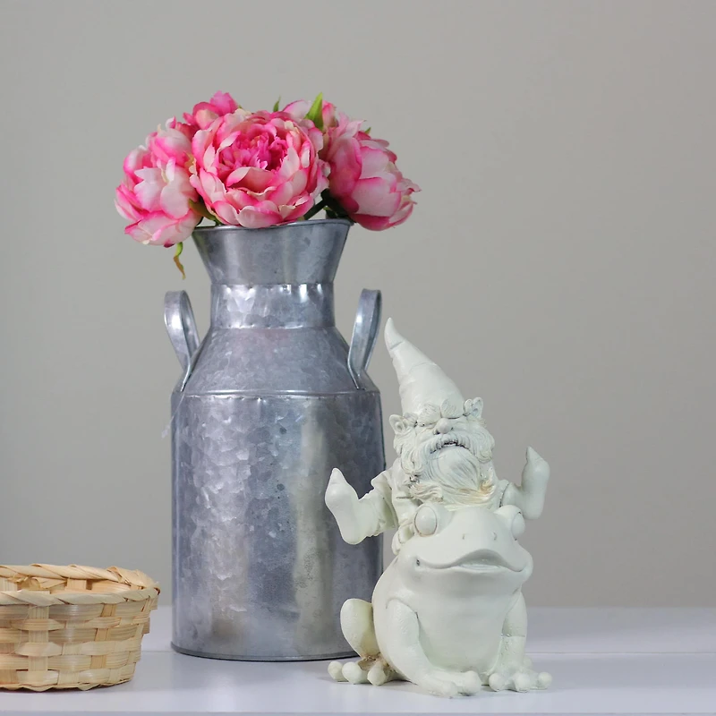 9.5" Gnome Leaping Over a Frog Outdoor Garden Statue