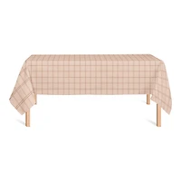 Faded Pink Grid Cotton Tablecloth