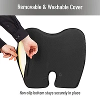 Mind Reader Air-Cloud Memory Foam Seat Cushion, Ergonomic Support for Lower Back, Coccyx, and Hip Pain Relief, Promotes Better Posture, Washable Cover, Black
