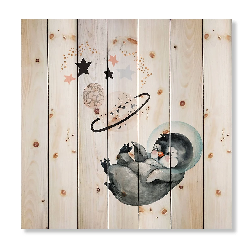 Designart - Little Penguin With Stars and Planets I