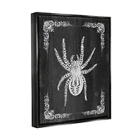 Stupell Industries Black & White Spider Framed Floater Canvas Wall Art