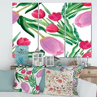 Designart - Blooming Beautiful Pink Tulips Flowers