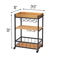 Honey Can Do Industrial Rolling Bar Cart with Removable Serving Tray