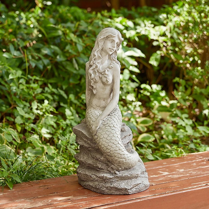 Glitzhome® 20" MGO Mermaid Garden Statue