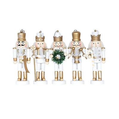 Santa's Workshop 5" White & Gold Nutcracker Set