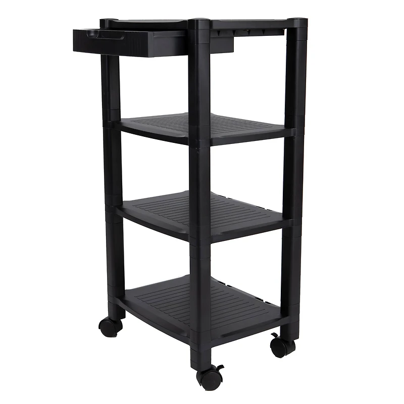 Mind Reader 34.7" Black 4-Shelf Printer Cart Stand with Wheels