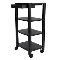 Mind Reader 34.7" Black 4-Shelf Printer Cart Stand with Wheels