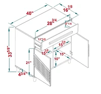 Walker Edison 32" Black & Brown Chevron Wood Detail Accent Cabinet