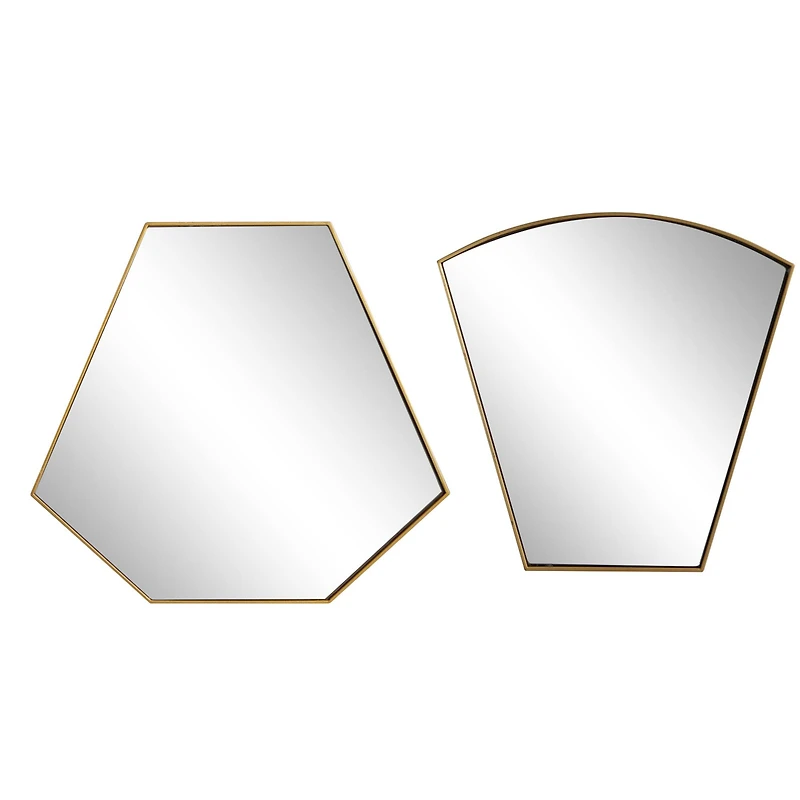 CosmoLiving by Cosmopolitan Set of 2 Gold Metal Contemporary Wall Mirror, 18", 19"
