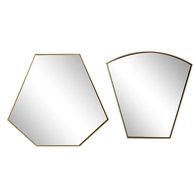 CosmoLiving by Cosmopolitan Set of 2 Gold Metal Contemporary Wall Mirror, 18", 19"