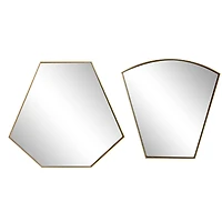 CosmoLiving by Cosmopolitan Set of 2 Gold Metal Contemporary Wall Mirror, 18", 19"