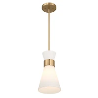 Hello Honey® Kit White & Gold Modern Minimalist Tapered Opal Glass & Metal Ceiling Light