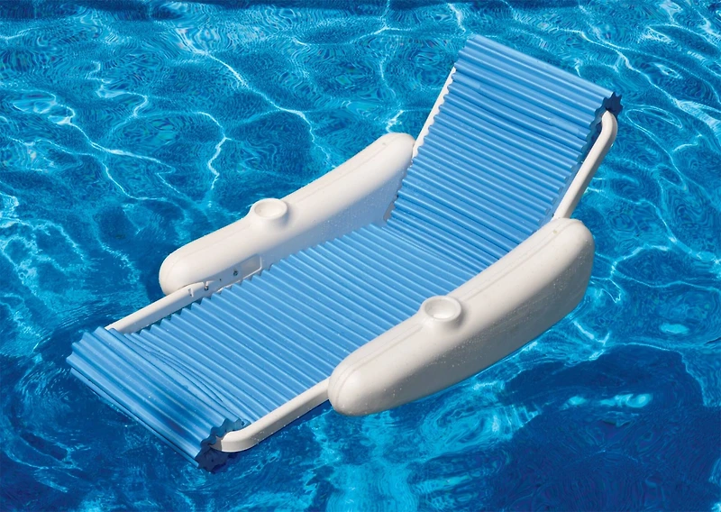 Swim Central 5.5ft. White & Blue Rippled Sunchaser Lounge Chair Float
