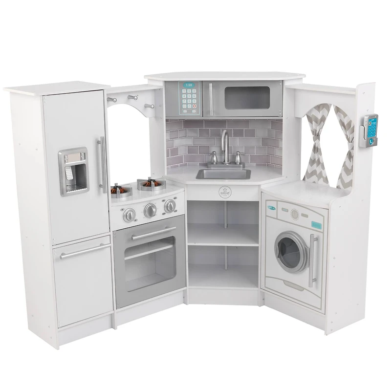 KidKraft Ultimate Corner White Play Kitchen With Lights & Sounds