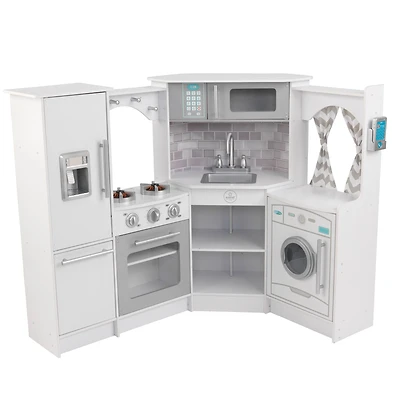 KidKraft Ultimate Corner White Play Kitchen With Lights & Sounds