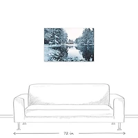 Snowy Park Lake Pine Trees 36x24 Canvas Wall Art