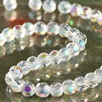 Aurora Borealis Faceted Glass Round Beads, 4mm by Bead Landing™