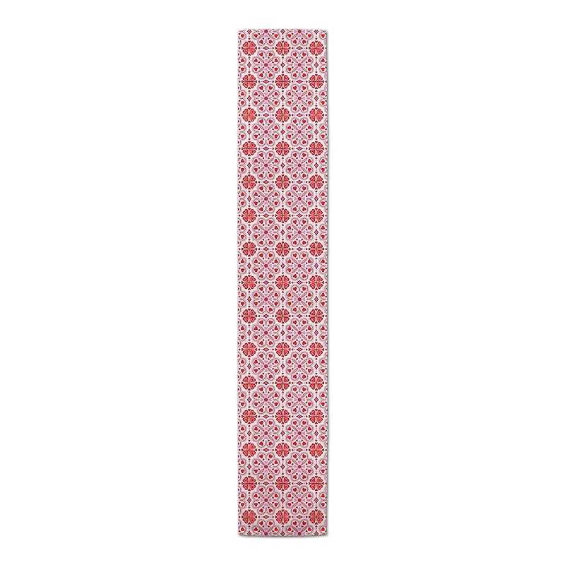 Valentine's Day Heart Tile Twill Table Runner