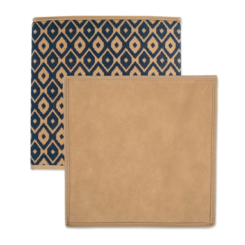 Nautical Blue Nonwoven Ikat Polyester Square Cube Set