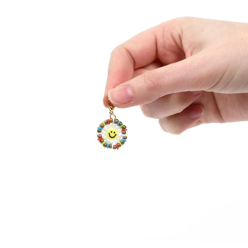 Seed Bead Smiley Flower Charm by Bead Landing™