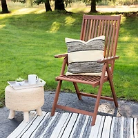 Black & Cream Textured Block Handloom Woven Outdoor Square Cushion