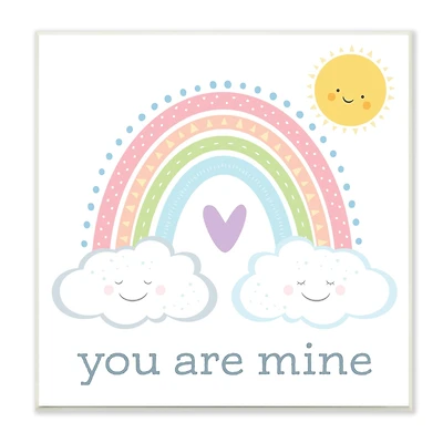 Stupell Industries You Are Mine Expression Smiling Cloud Sun Rainbow,12" x 12"