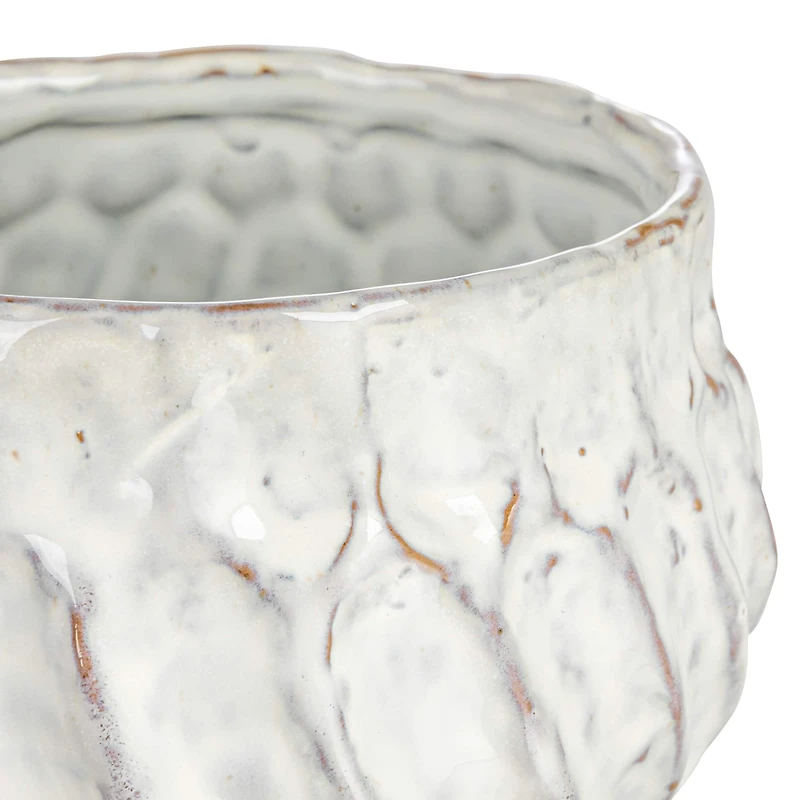 Hello Honey® 5" Ivory Embossed Stoneware Planter