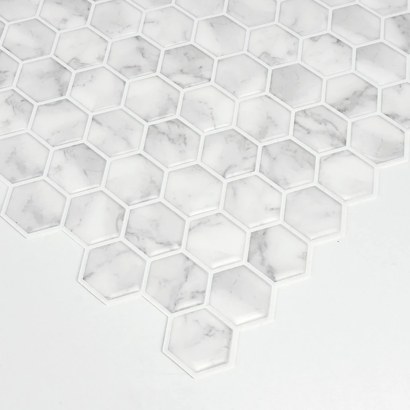 InHome Hexagon Marble Peel & Stick Backsplash Tiles