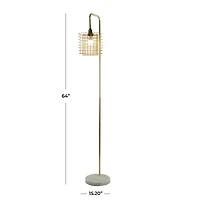 Gold Metal Industrial Floor Lamp, 15" x 10" x 64"