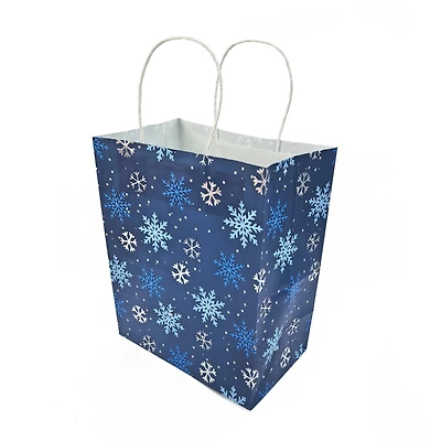 Medium Navy Snowflakes Gift Bags, 5ct. by Celebrate It™