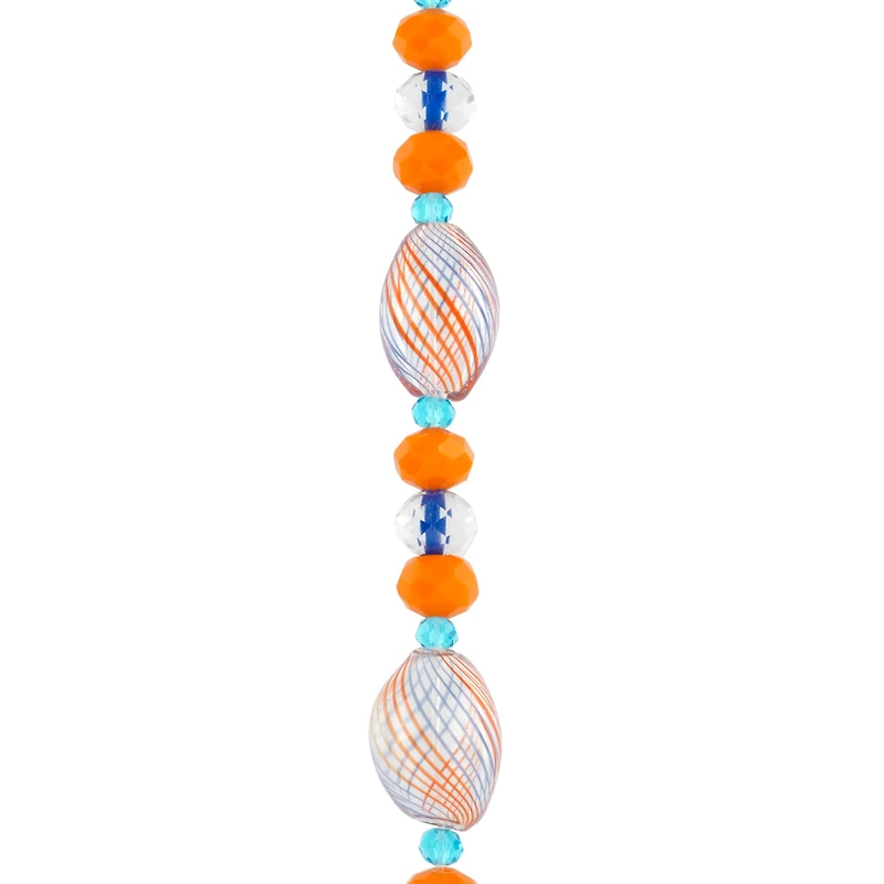 Orange Lampwork Glass Stripe Oval Beads by Bead Landing™