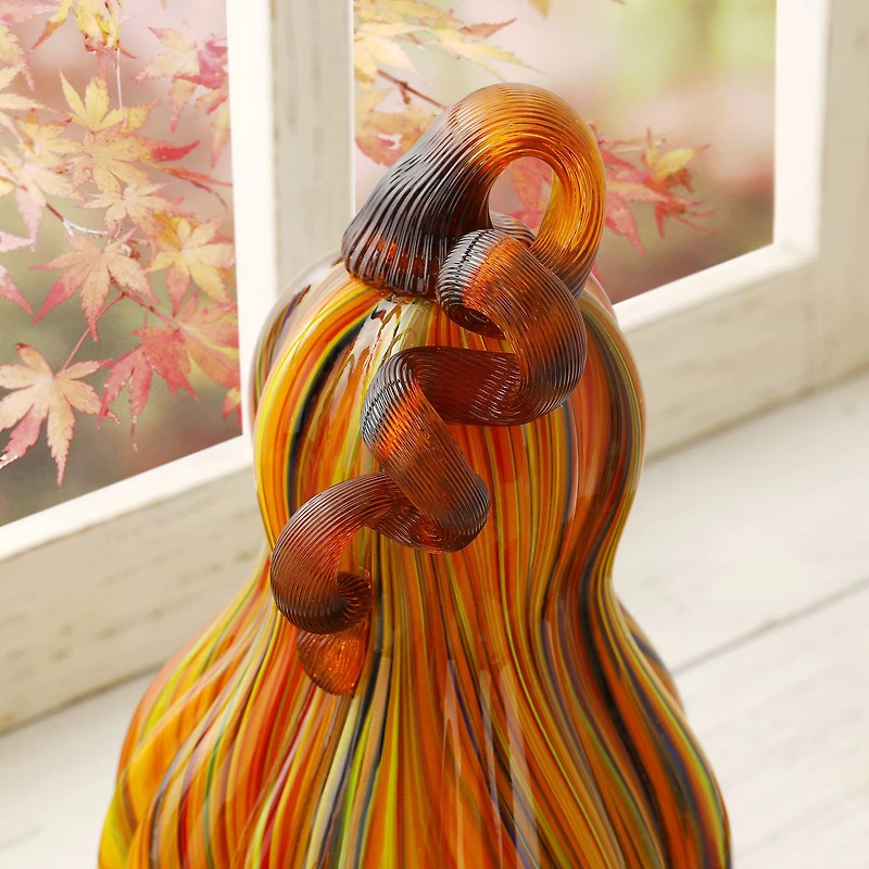 Glitzhome® 8.5" Multi Striped Glass Gourd