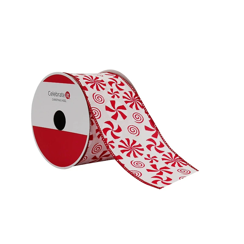 2.5" x 20ft. Peppermint Swirl Wired Ribbon by Celebrate It®