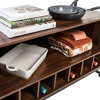 Honey Can Do Black & Walnut Multi-Purpose Kitchen Bakers Rack With Wine Storage